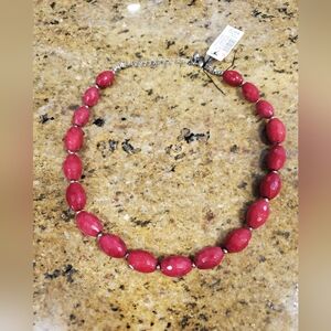 White House Black Market Red Dyed Jade Necklace